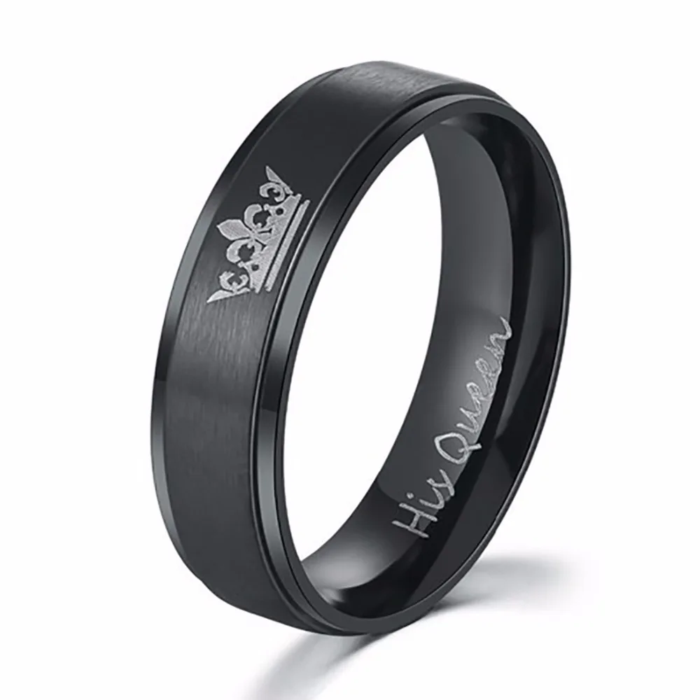 1 шт посеребренные черные кольца для влюбленных его королевы и ее короля