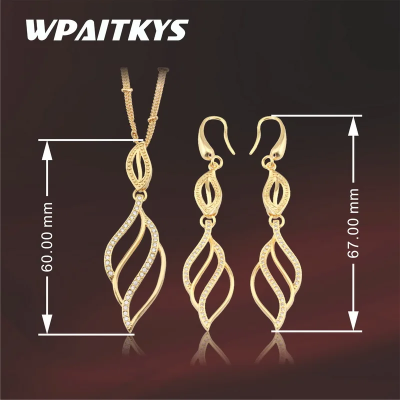 Wpaitkys новый простой золото Цвет открытым Кольца Ювелирные наборы для женщин