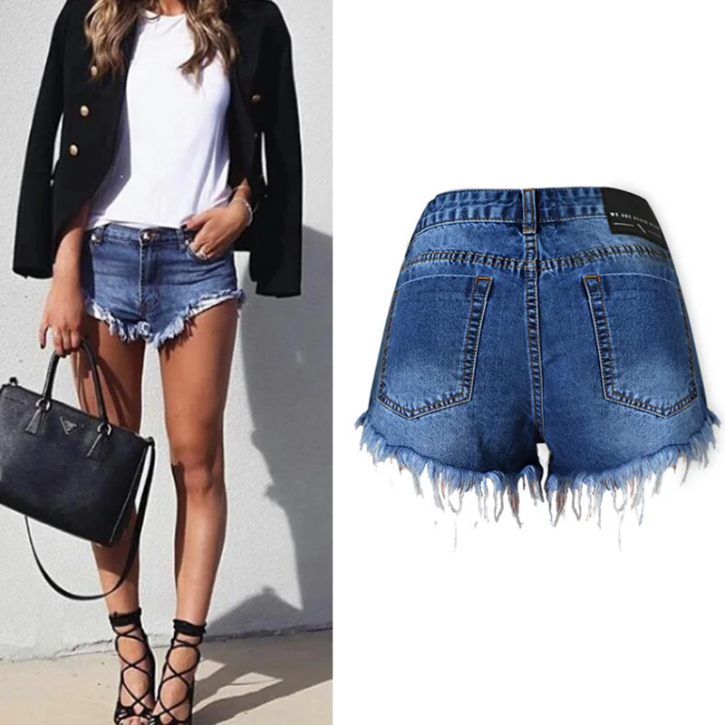 New Fashion Women Clothing Denim Shorts Jeans Tassel Classic Hot Short Personality High Waist Washed Bleached Lady | Женская одежда