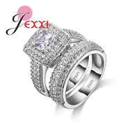 white crystal ring 925 sterling silver women luxury finger rings cubiz zircon jewelry christmas gift new anel