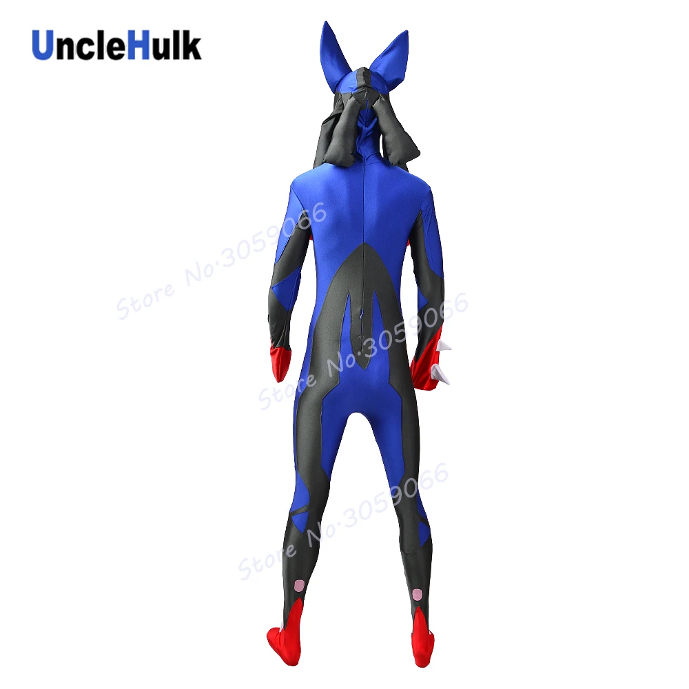 Мега костюм Лукарио игры покемон черный и синий спандекс лайкра Zentai Костюм | UncleHulk
