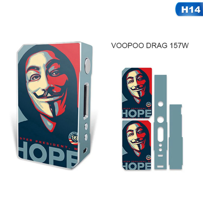 

14 Colors Electronic Cigarette Stickers For VOOPOO DRAG TC 157W Box Mod Skin Cover Sticker