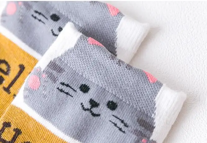 Японские носки Kawaii, 5 пара/лот, женские носки Harajuku с милыми буквами, медведь, кошка, носки с животными, зимние короткие, высокое качество, 20
