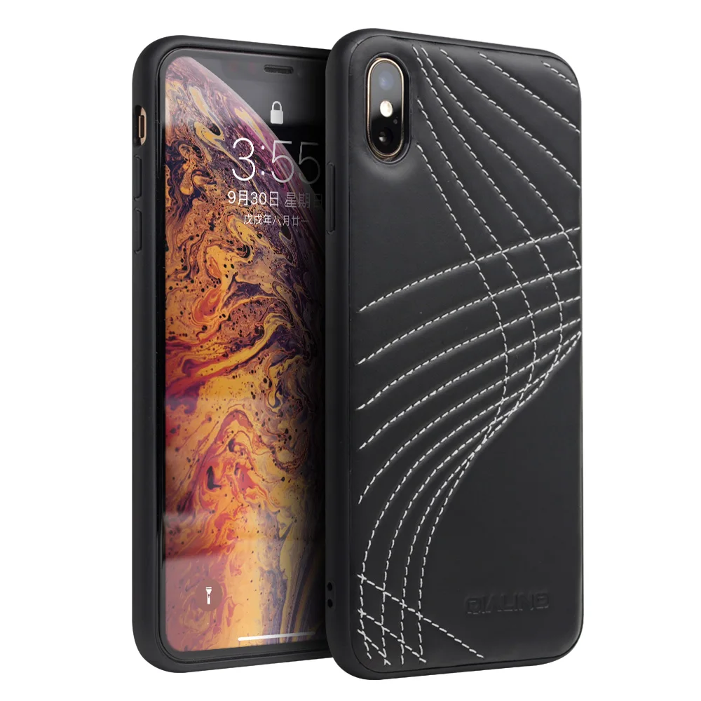 QIALINO Slim Leather Back Case for iPhone XS MAX Luxury Fashion Phone Cover XR Ultra Thin |
