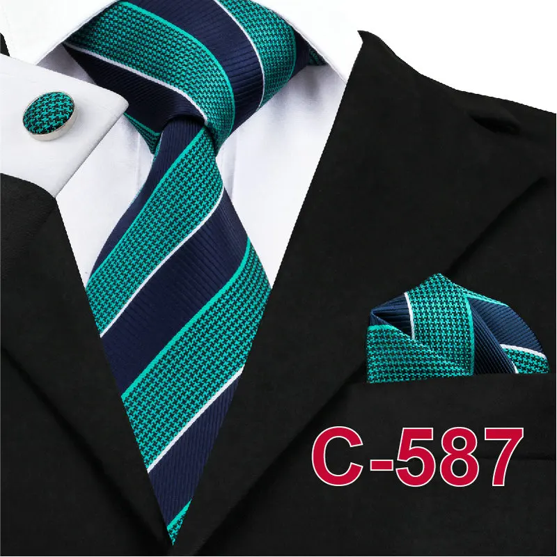 C587 C-1116, модный мужской галстук, набор, золотой, снежный, для шеи, галстук, карманные, квадратные, запонки, 8,5 см, Классические жаккардовые шелковые галстуки для мужчин, костюмы, корбаты - Цвет: C587