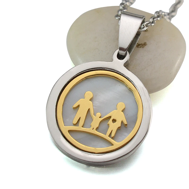Двухцветное ожерелье из нержавеющей стали для семьи мальчика и девочки папы мамы