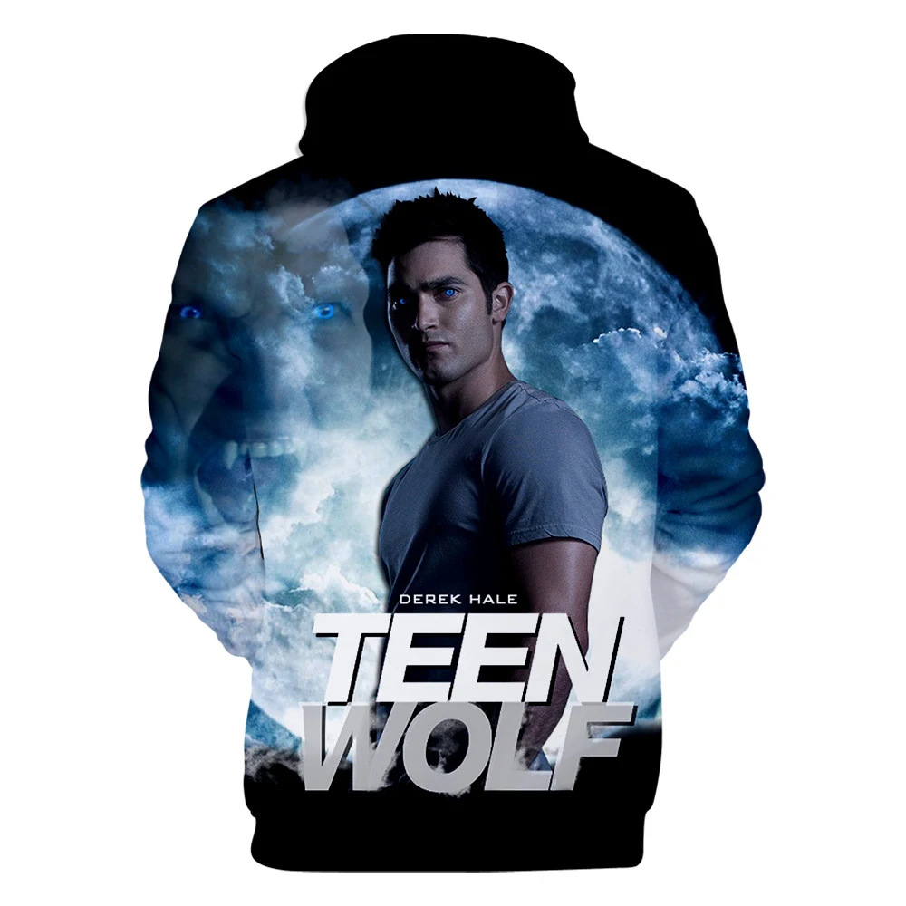 Fashion Teen Wolf Hoodies Derekhale 3D Print Sweatshirts Teen Wolf Men/Women Black Unisex Tops 4XL