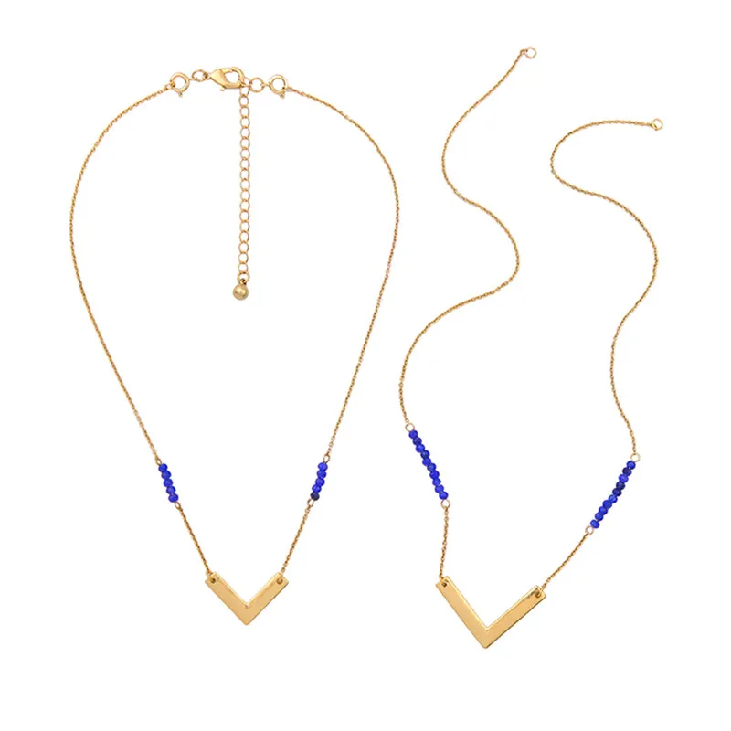 Double Layer Blue Color Bohemia Fashion Women Beads Triangle Chokers New Bib Necklace VN367 | Украшения и аксессуары