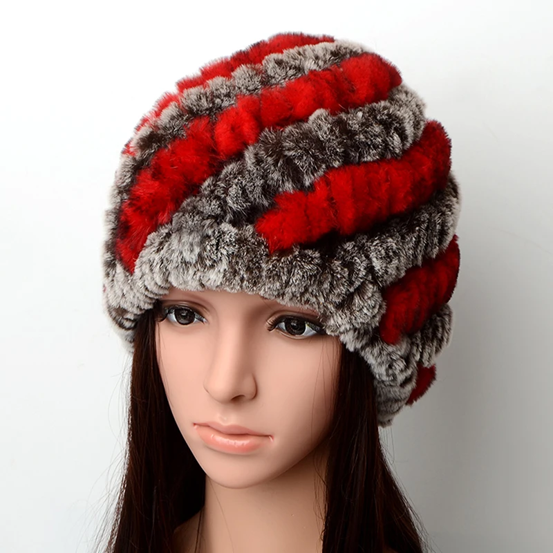 Модные натуральным лисьим мехом норки помпонами Skullies Шапки для Для мужчин женщин
