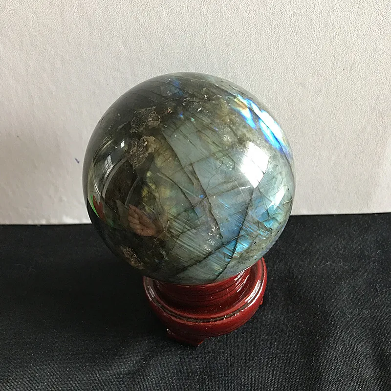 

BEST! TOP!! 445g NATURAL Labradorite Crystal sphere ball Orb Gem Stone