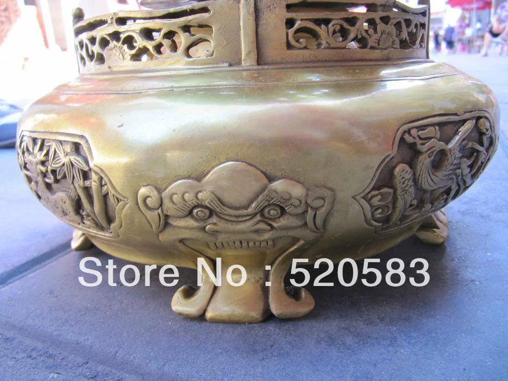 

free 14 inch brass chinese folk home fengshui treasure turn nine dragon royal palace fast
