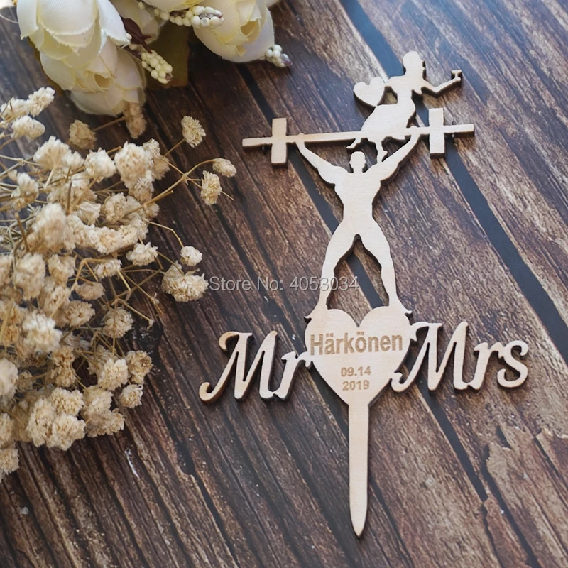 Спортзал Торт Топперы с начальным Вес подъема торт Топпер для свадьбы бодибилдер