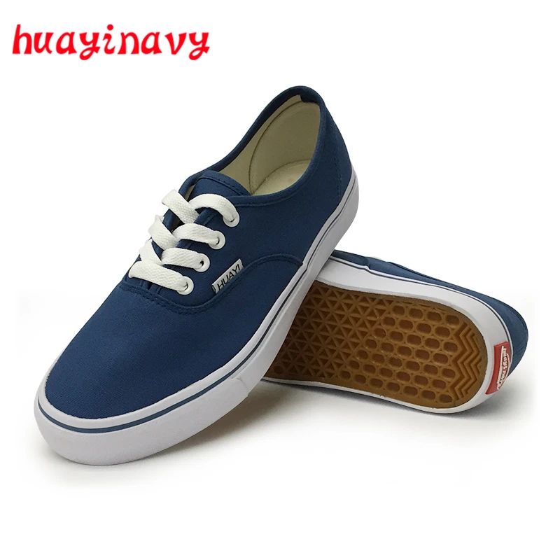 huayi navy Fashion Men Shoes Casual Flat White Canvas 2018 Spring Summer Comfortable Vulcanized For V01 | Обувь