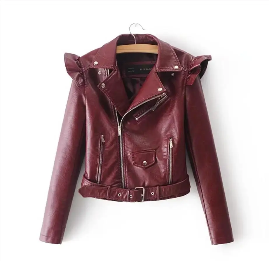 Новинка весны 2019 уличная куртка из искусственной кожи на молнии байкерская 3