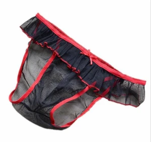 Трусы ZJH139S мужские кружевные, пикантное нижнее белье, прозрачные трусы