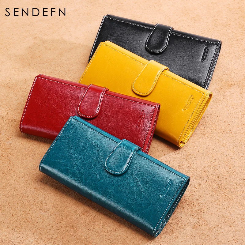 Sendefn новый дизайн кошелек из спилка женский длинный модный держатель для карт