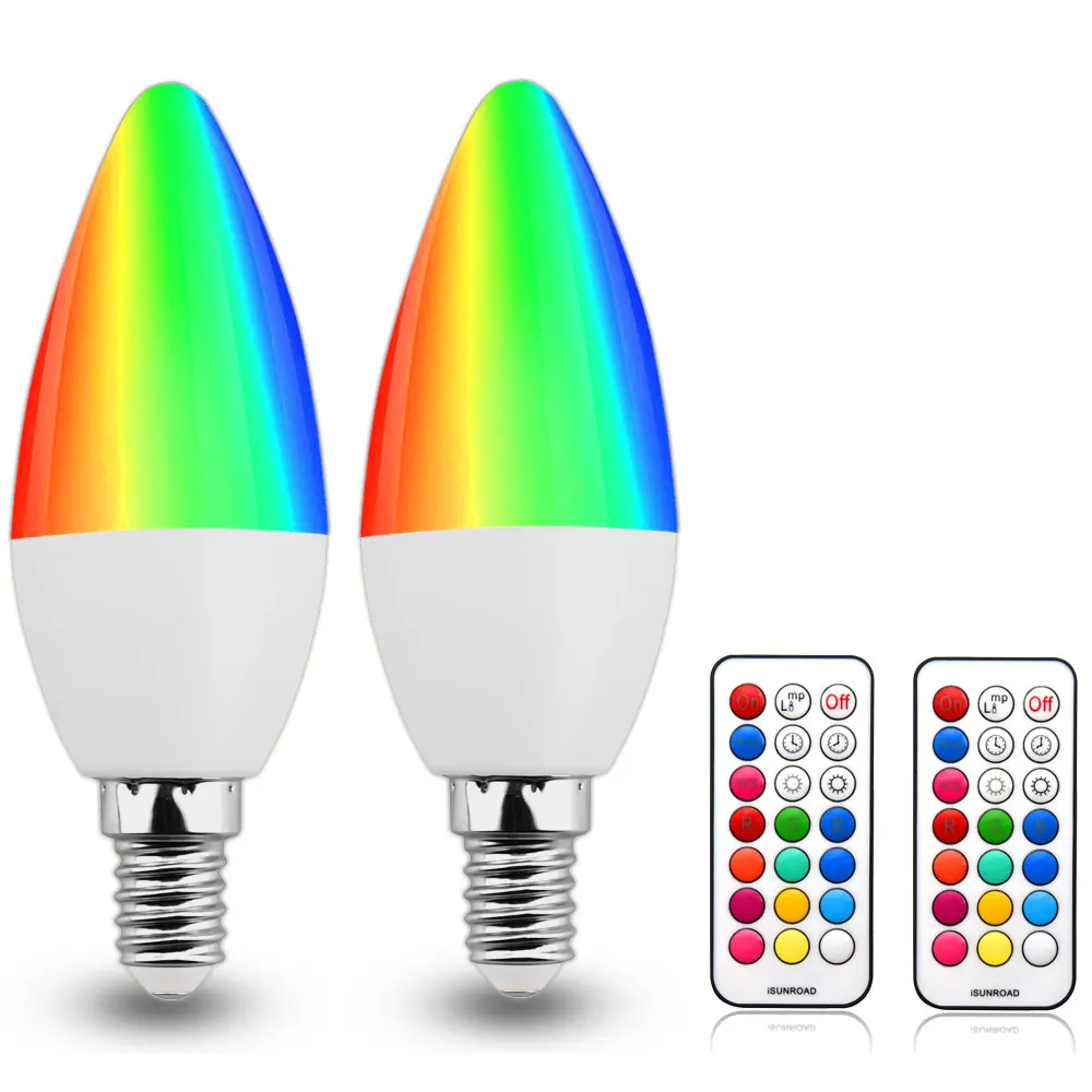 E12 E14 E26 E27 B22 RGB светильник 3 Вт C35 Цвет Изменение светодиодные лампочки канделябры