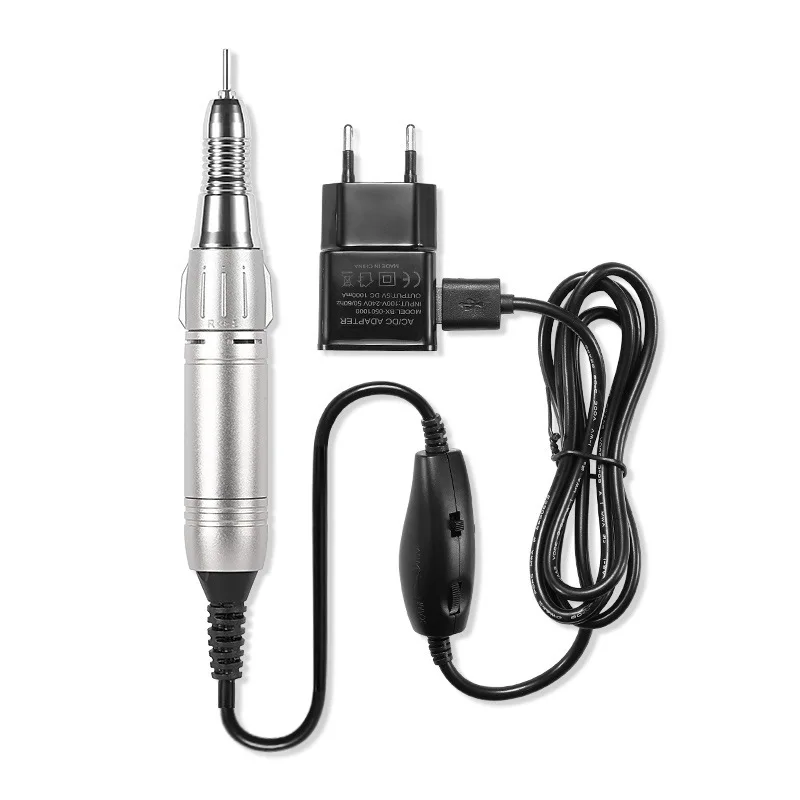 Silver USB Портативный Электрический маникюр сверла 5 W 5000-20000 ОБ/мин ЕС ручка шлифовальный станок Pro маникюр устройство для ногтей сверла - Цвет: Silver