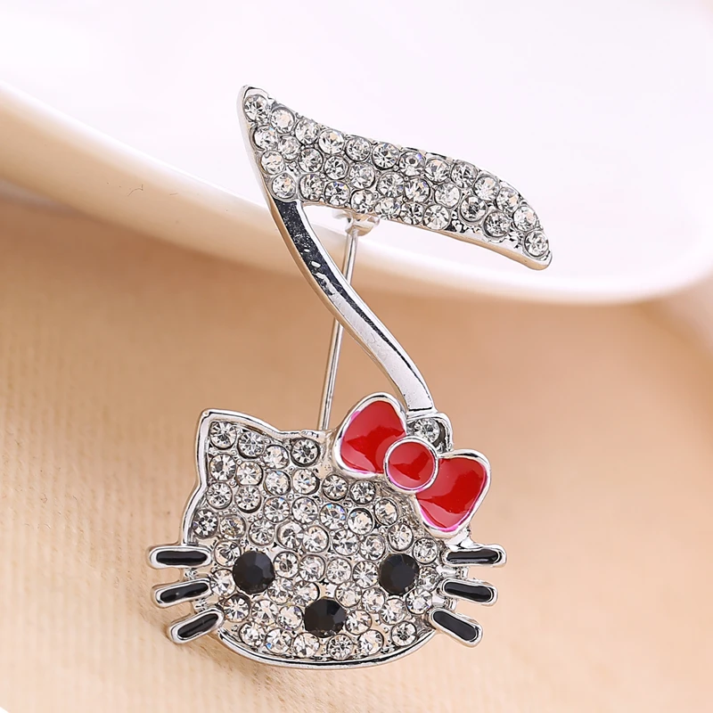Oneckoha Модный Ювелирные изделия Стразы Привет брошь Кошечка булавка музыкальная
