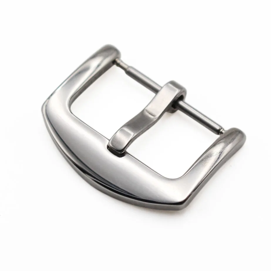 Silver polished 18 20 22 24 мм 316L нержавеющая сталь часы ремешок Пряжка Черный Матовый для мужчин ремешок для наручных часов застежка аксессуары - Цвет ремешка: Silver polished