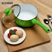 Green 18cm milk pan nonstick  noodles pot  2 litre saucepan cooking utensil kitchen tool ceramic coating  glass cover