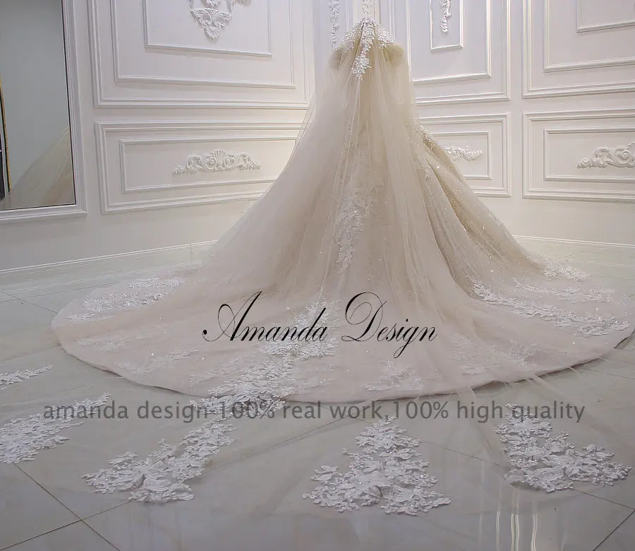 Аманда дизайн vestido de novia desmontable с открытыми плечами кружева аппликации блестящее свадебное платье