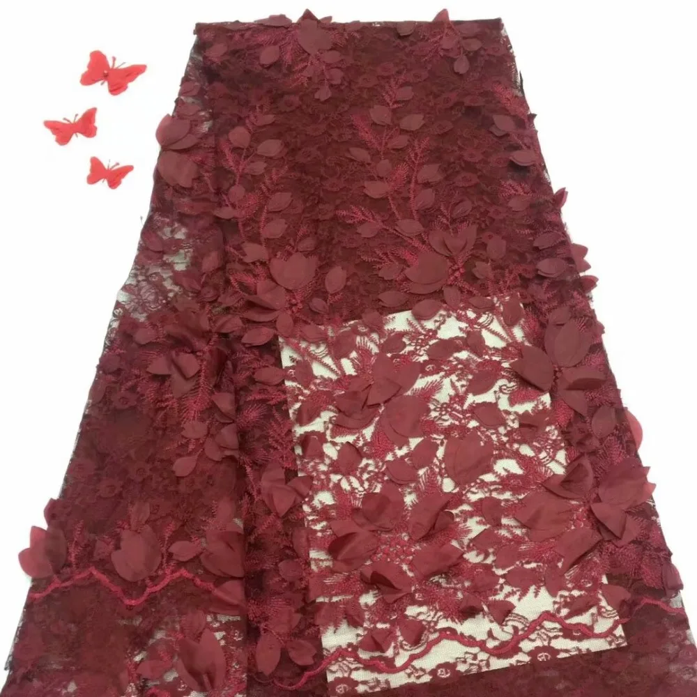 2019 новый стиль французская Сетка кружевная ткань 3D цветок африканская Тюль