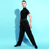 2018 new men wear for latin dance tops ballroom cha cha rumba jive short sleeve latina practice shirt not including pants