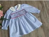 C Toddler birthday dress long sleeve Peter pan color smocking cherry pattern toddler girls dress baby birthday outfits - Цвет: C