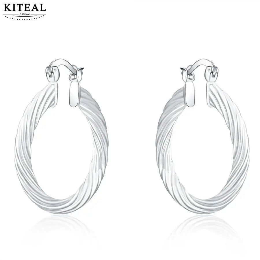 Винтажные серьги кольца с петлей для женщин серебристые круглые в стиле рок панк