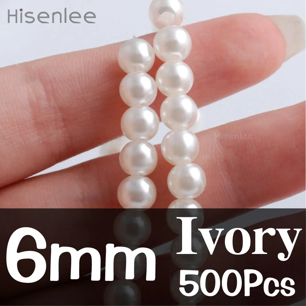 Ivory Pearl 4 мм~ 20 мм несколько размеров прямые отверстия слоновая кость/белый искусственный жемчуг круглые акриловые ювелирные аксессуары в виде бусин для изготовления ювелирных изделий - Цвет: Ivory Pearl
