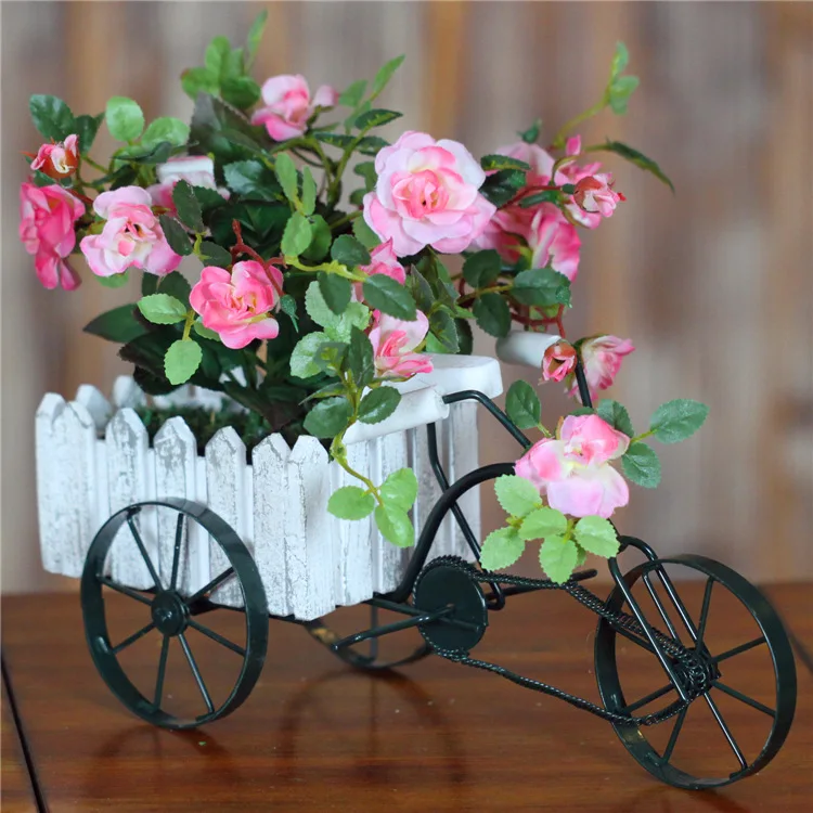 European iron tricycle simulation rose flower potted ornament micro landscape bonsai artificial plant home decoration craft | Дом и сад