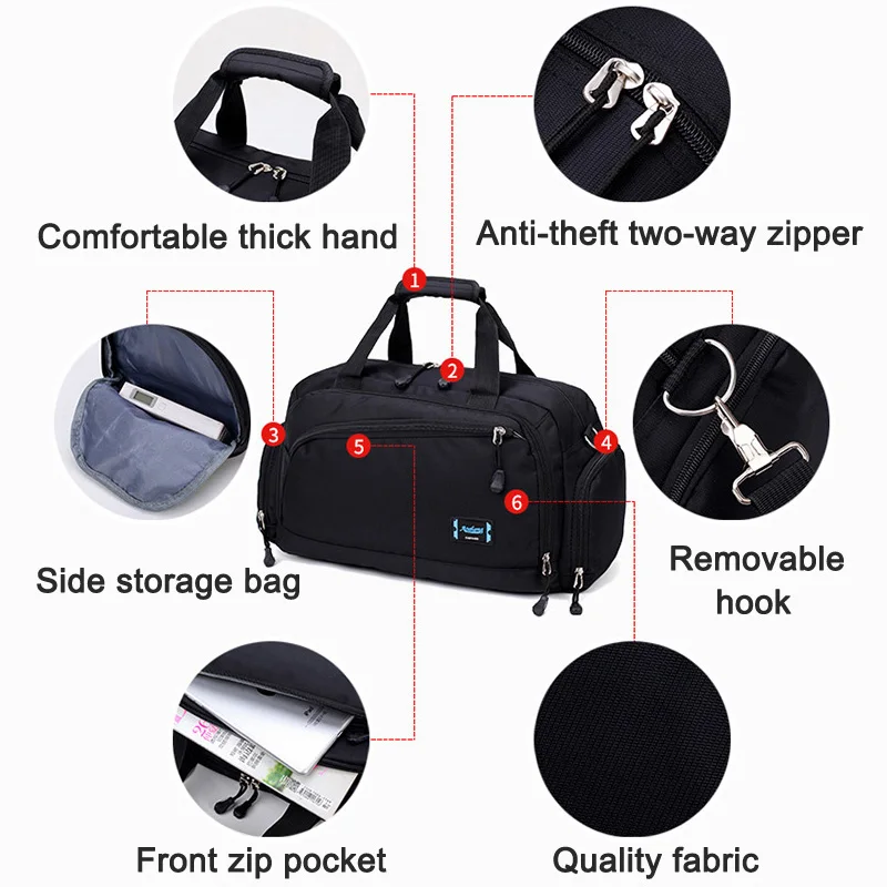 Мужская Дорожная сумка нейлоновая на молнии вместительная для спорта открытом