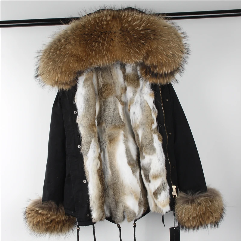 OFTBUY, новинка, парка, натуральный мех, пальто, зимняя куртка для женщин, натуральный мех енота, воротник, теплый, толстый, мех кролика, подкладка, парки, отстегивающиеся