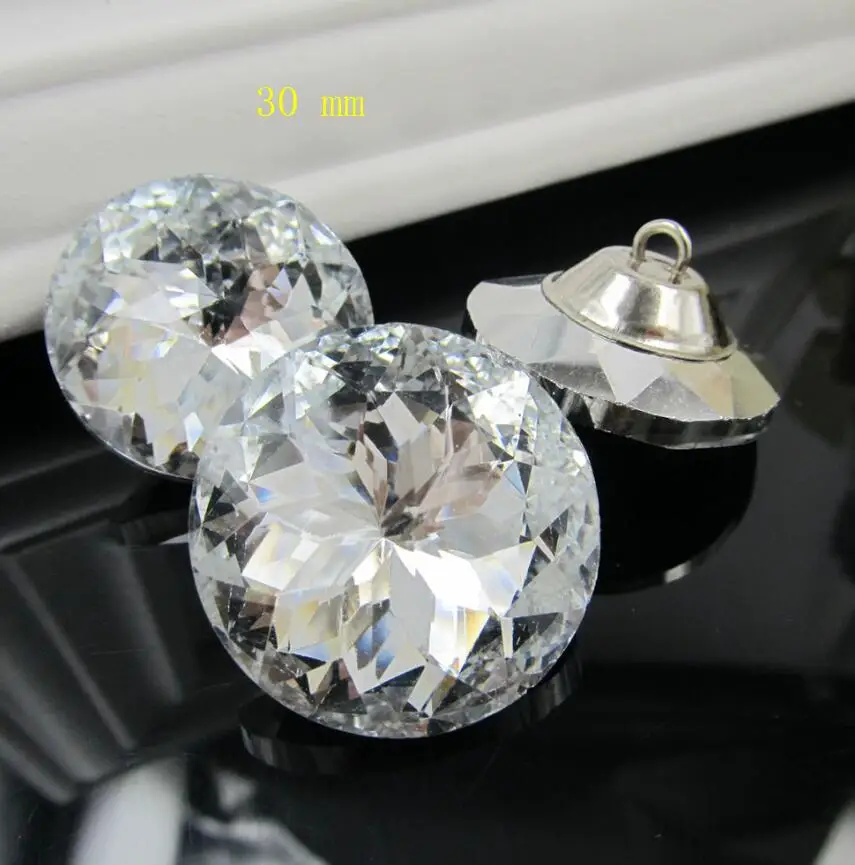 30mm crystal 30 мм хрустальные стразы, 5 шт./лот, большая декоративная стеклянная пуговица для одежды, большая Хрустальная пуговица, аксессуары для одежды, пуговица для пальто - Цвет: 30mm crystal