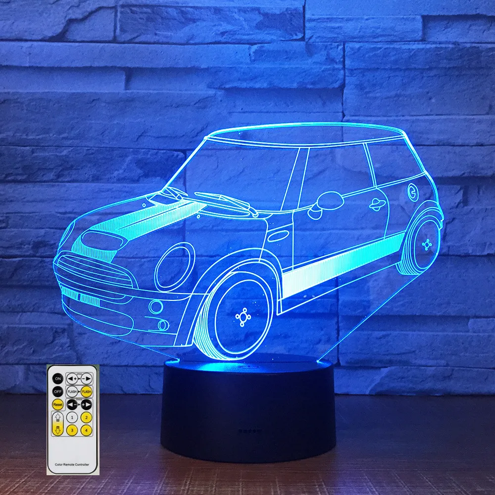 Пульт дистанционного управления Управление автомобиля 3D лампа акриловые стерео Иллюзия светодиодный настольный светильник прикроватный светильник на день рождения для детей, подарочный набор для мальчиков