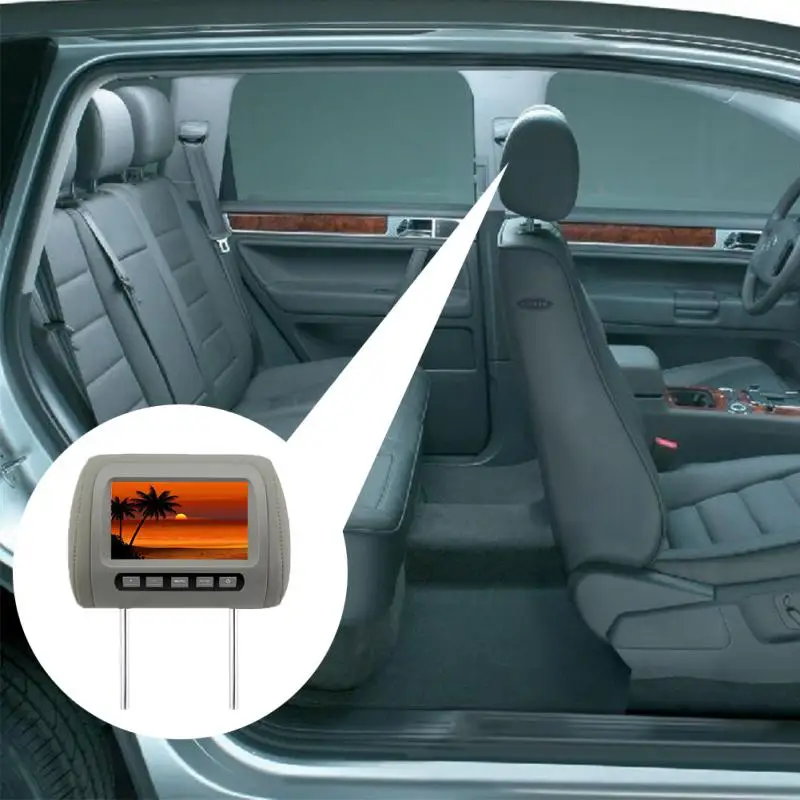 7 Inch Universal Digital Seat Back car Headrest Monitor Video Support Camera LED Screen Display Multi Media Car Built In Speaker