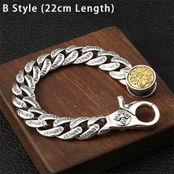 B Style and 22cm Будда мантра инструмент Vajra браслеты браслет Настоящее серебро 925 пробы 925 ювелирные изделия для мужчин браслет дружбы B35 - Цвет камня: B Style and 22cm