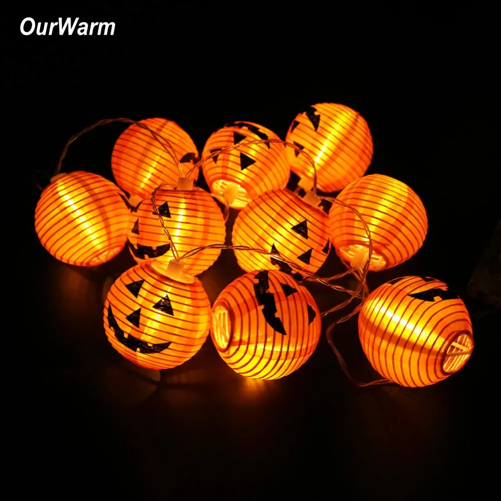OurWarm Хэллоуин Тыква гирлянды огни 3D 10 LED 1 2 м батарея настенный домашний праздник