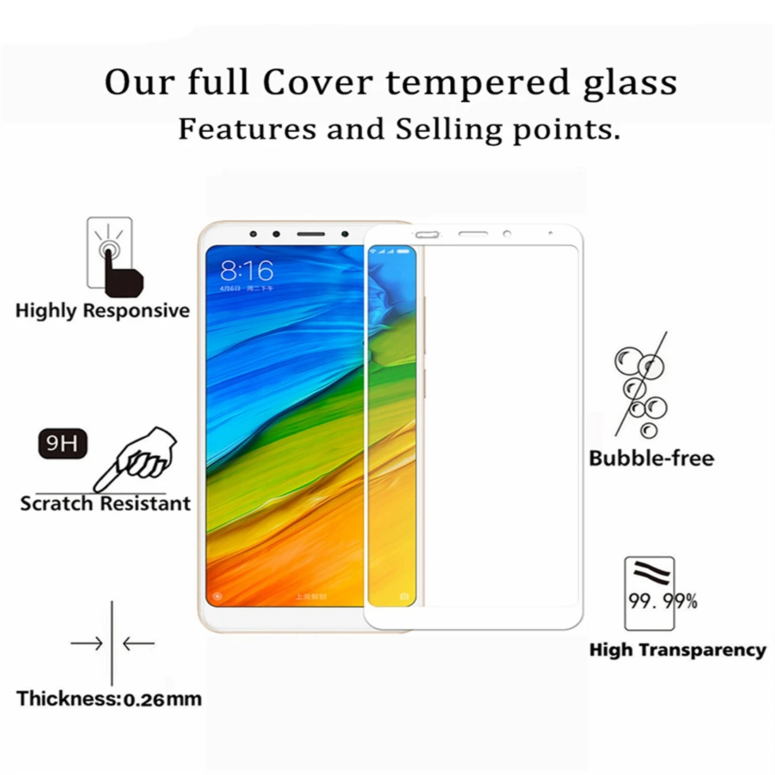 Закаленное стекло с полным покрытием для Xiaomi Redmi 6 6A 6Pro 4 4A 4X 5 5A 5Plus стеклянная
