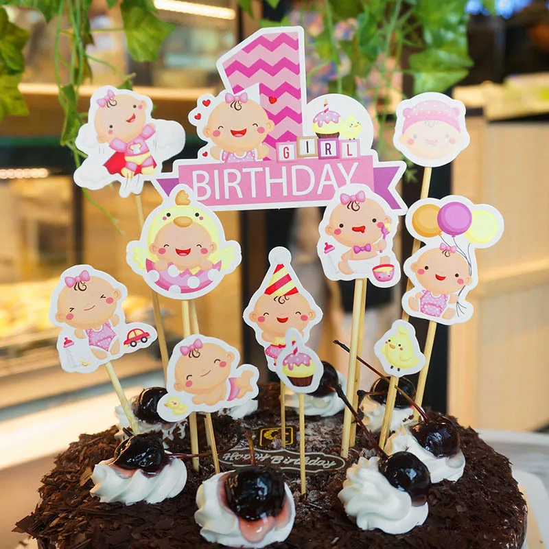 Творческий кекс топперы мультфильм динозавра Фламинго животных Baby Shower с днем