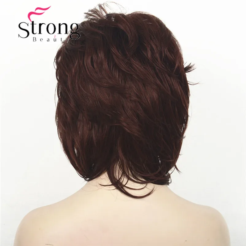 StrongBeauty короткий пушистый слоистый светильник коричневый высокий светильник ed Классический колпачок полный синтетический парик женские волосы парики