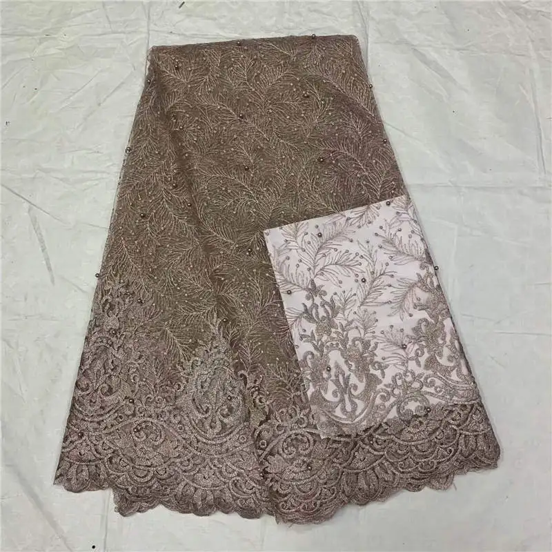

2019 High Quality Nigerian Tulle Lace Fabrics Latest Beaded Mesh African Lace Fabric Bride French Lace Fabric! MWF42210