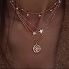 Новое ожерелье, модное женское ожерелье с кристаллами, простое многослойное ожерелье со звездами, ювелирные изделия, оптовая продажа, золотое ожерелье