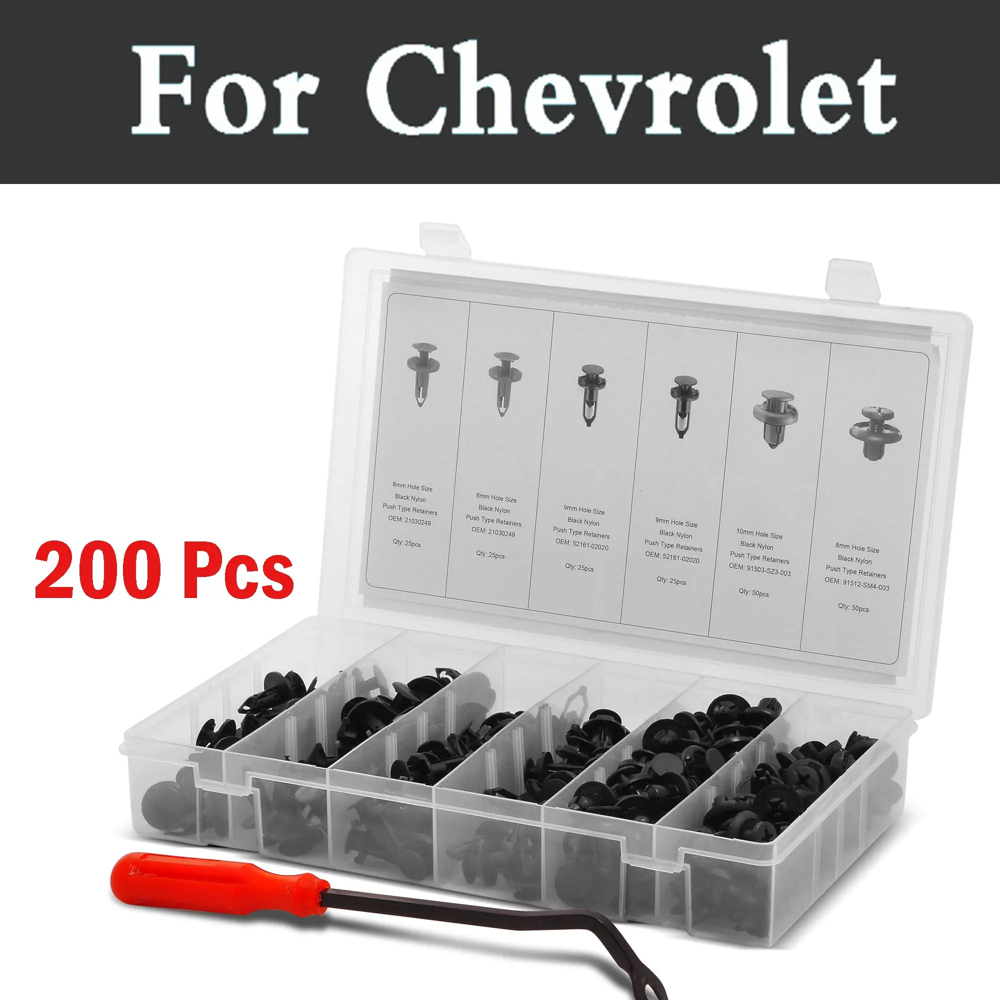200pcs Sizes Door Trim Panel Clip Moulding Rivets For Chevrolet Ss Suburban Tahoe Tracker Traverse Viva Volt |