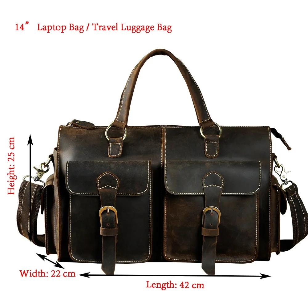 

Men Quality Leather Fashion Business Briefcase Messenger Bag Male Design Travel 14" Laptop Attache Case Tote Portfolio Bag 1097