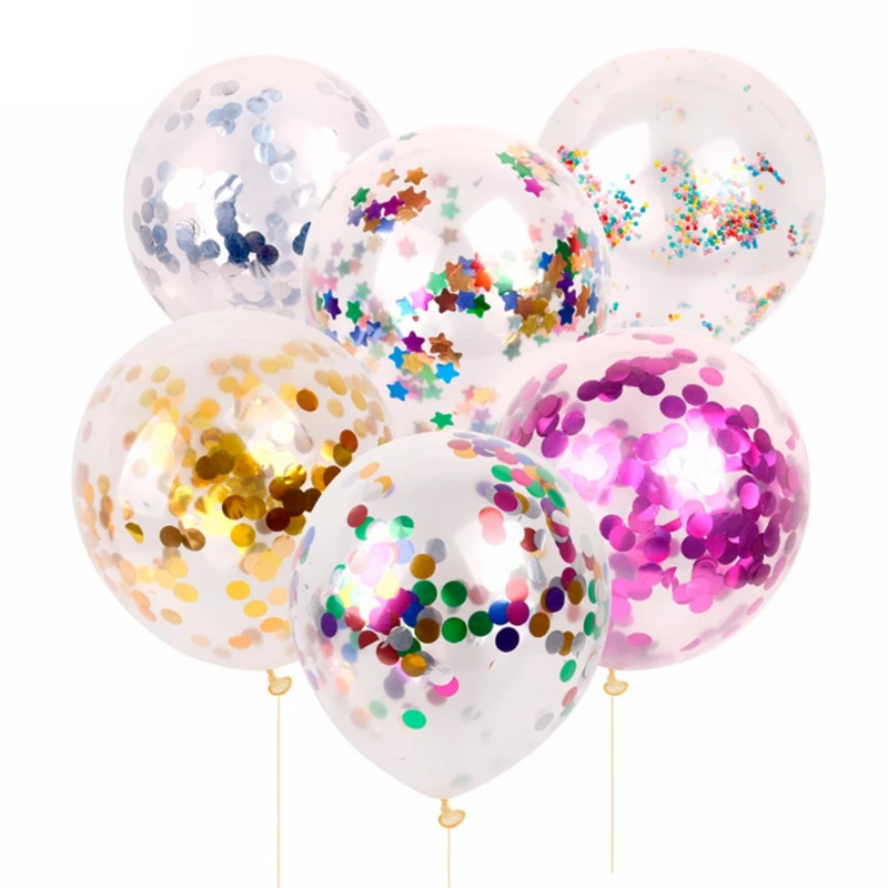 5pcs Надувная золотистый воздушный шар &quotКонфетти&quot Baby Shower 12 дюймов ясно на день