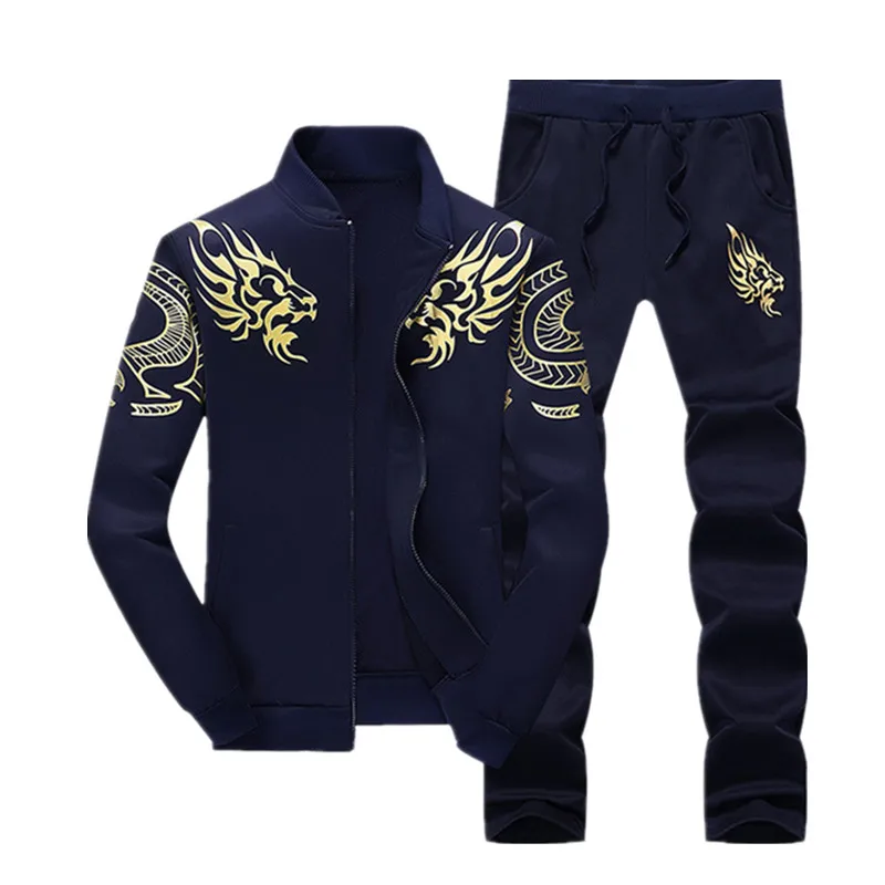Sweatshirt Tracksuit men Spring Autumn Hoodie sweater jacket+ joggers sweatpants man Fashion printing sportwear Track suits | Мужская