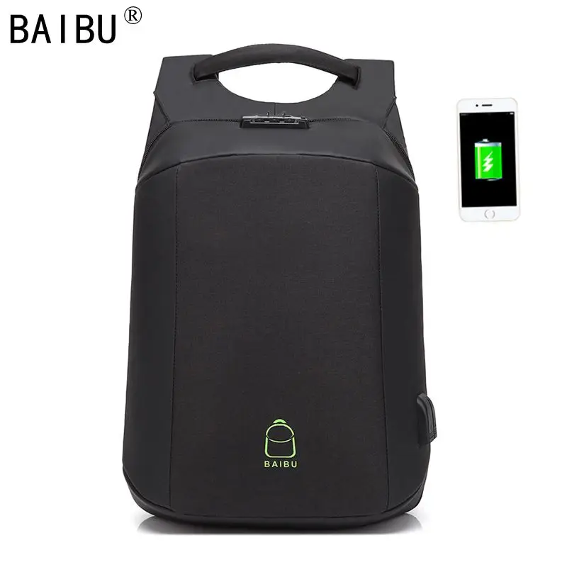 BAIBU мужская сумка 15," рюкзак для ноутбука Бизнес Мужской пароль usb зарядка функциональный рюкзак Водонепроницаемый рюкзак для отдыха и путешествий