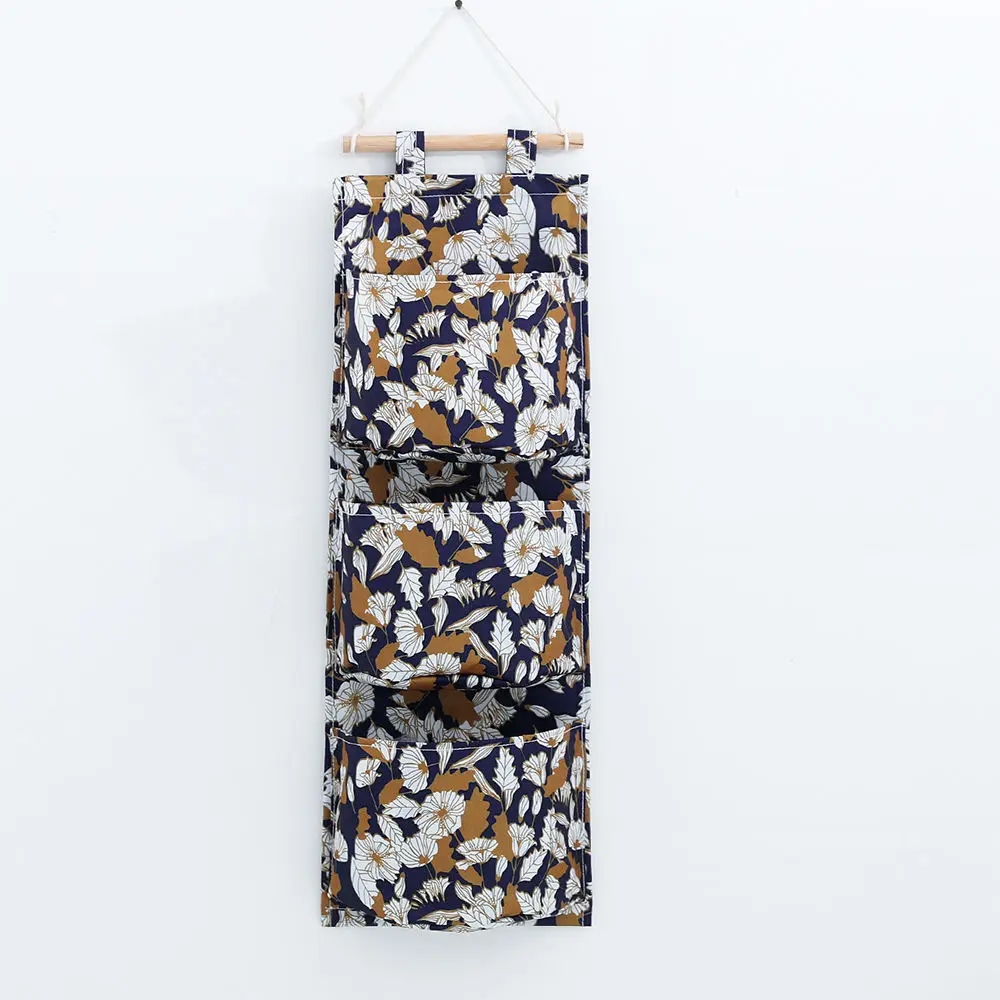 Floral Печатный стиль многофункциональная сумка для хранения косметический Органайзер Ткань Оксфорд коробка для хранения 3 кармана шкаф настенный мешочек игрушки контейнер - Цвет: Floral